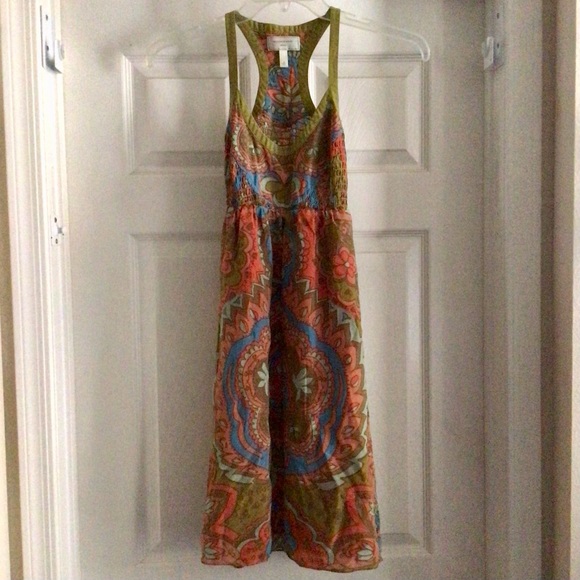 🔥SALE🔥 ANTHROPOLOGIE SILK RACERBACK DRESS SIZE 0 - Picture 3 of 6